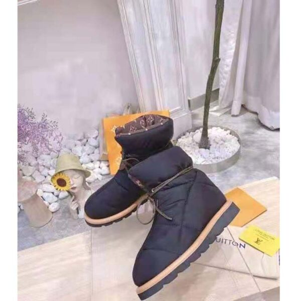 Louis Vuitton LV Women Pillow Comfort Ankle Boot Black Nylon Down Interior (8)