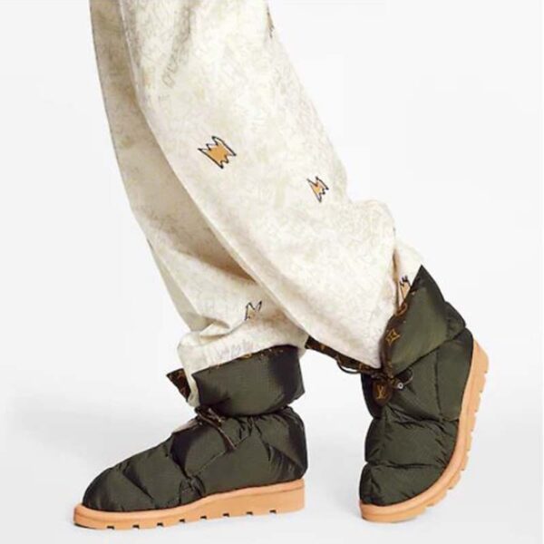Louis Vuitton LV Women Pillow Comfort Ankle Boot Khaki Green Nylon Down Interior (11)