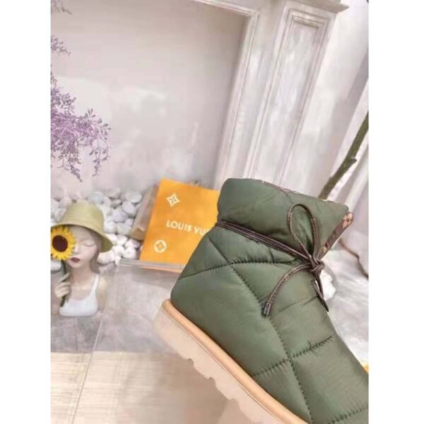 Louis Vuitton LV Women Pillow Comfort Ankle Boot Khaki Green Nylon Down Interior (8)