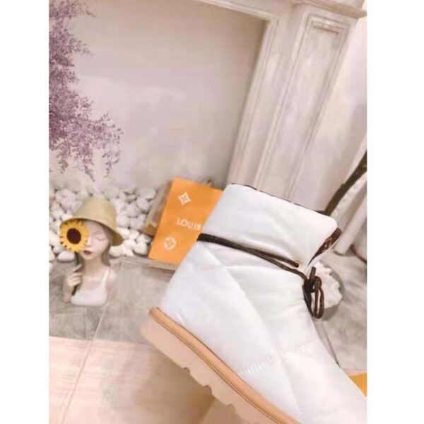 Louis Vuitton LV Women Pillow Comfort Ankle Boot White Nylon Down Interior (8)