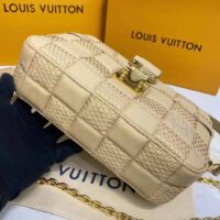 Louis Vuitton LV Women Pochette Troca Handbag Cashmere Beige Damier Quilt Lamb Leather