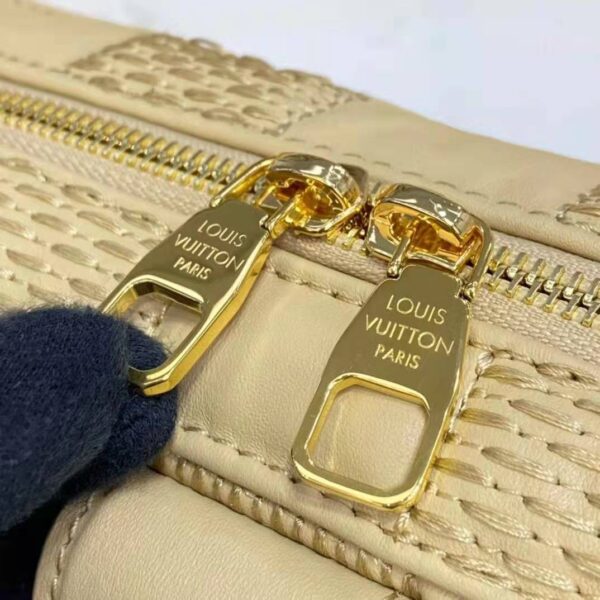 Louis Vuitton LV Women Pochette Troca Handbag Cashmere Beige Damier Quilt Lamb Leather (14)