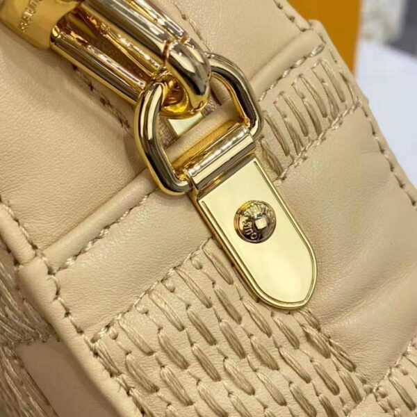 Louis Vuitton LV Women Pochette Troca Handbag Cashmere Beige Damier Quilt Lamb Leather (15)