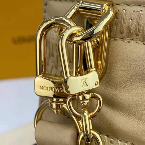 Louis Vuitton LV Women Pochette Troca Handbag Cashmere Beige Damier Quilt Lamb Leather (4)