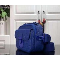 Louis Vuitton LV Women S Lock Sling Bag Blue Monogram Embossed Taurillon Cowhide Leather