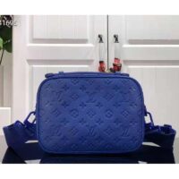 Louis Vuitton LV Women S Lock Sling Bag Blue Monogram Embossed Taurillon Cowhide Leather