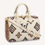 Louis Vuitton LV Damen Speedy Bandoulière 25 Creme Monogramm beschichtetes Canvas Rindsleder
