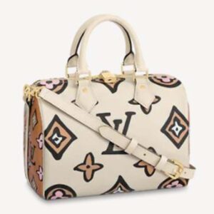 Louis Vuitton LV Women Speedy Bandoulière 25 Cream Monogram Coated Canvas Cowhide Leather