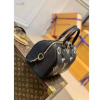 Louis Vuitton LV Women Speedy Bandoulière 25 Handbag Black Beige Embossed Grained Cowhide