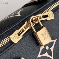 Louis Vuitton LV Women Speedy Bandoulière 25 Handbag Black Beige Embossed Grained Cowhide