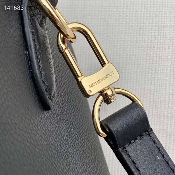 Louis Vuitton LV Women Speedy Bandoulière 25 Handbag Black Beige Embossed Grained Cowhide (3)