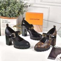 Louis Vuitton LV Women Star Trail Pump Black Glazed calf Leather Treaded Rubber