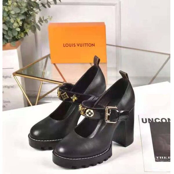Louis Vuitton LV Women Star Trail Pump Black Glazed calf Leather Treaded Rubber (4)