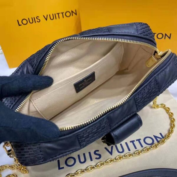Louis Vuitton LV Women Troca PM Handbag Glacier Black Damier Quilt Lambskin (14)