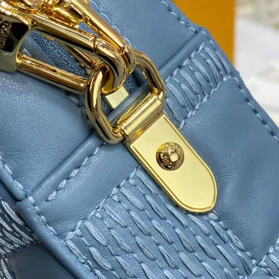 Louis Vuitton LV Women Troca PM Handbag Glacier Blue Damier Quilt Lambskin 1