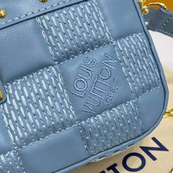 Louis Vuitton LV Women Troca PM Handbag Glacier Blue Damier Quilt Lambskin (13)