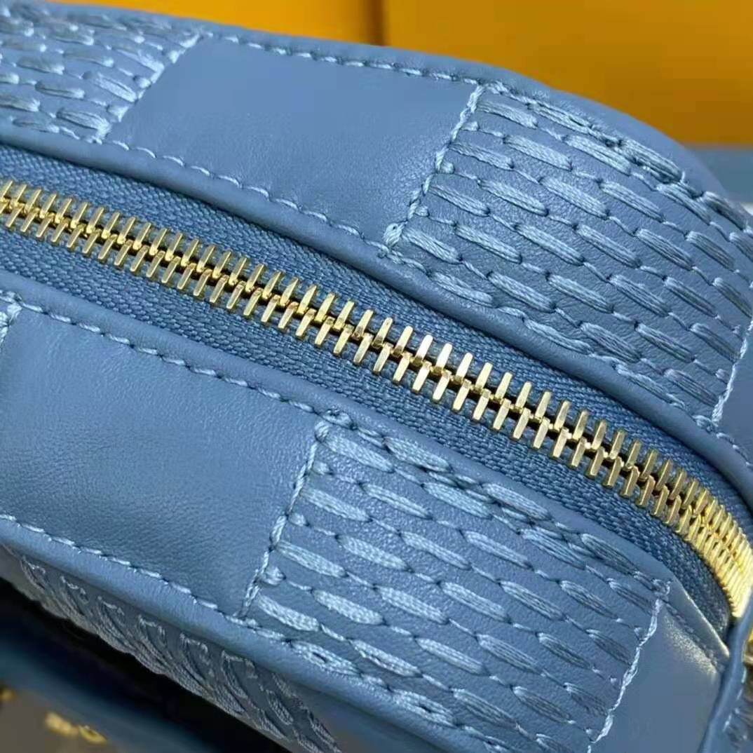 Louis Vuitton LV Women Troca PM Handbag Glacier Blue Damier Quilt Lambskin 14