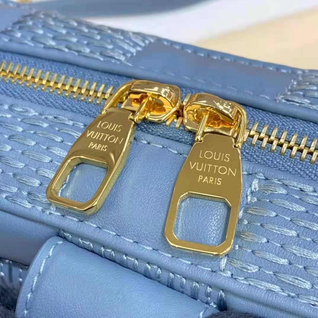 Louis Vuitton LV Women Troca PM Handbag Glacier Blue Damier Quilt Lambskin 16