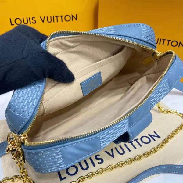 Louis Vuitton LV Women Troca PM Handbag Glacier Blue Damier Quilt Lambskin (8)