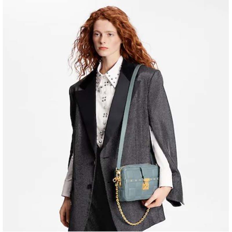 Louis Vuitton LV Women Troca PM Handbag Glacier Blue Damier Quilt Lambskin  - LULUX