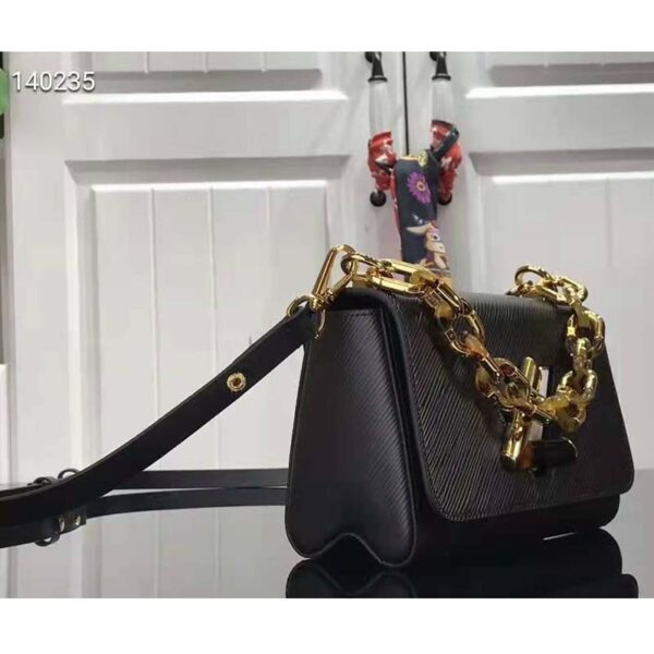 Louis Vuitton LV Women Twist MM Handbag Black Epi Grained Leather (9)