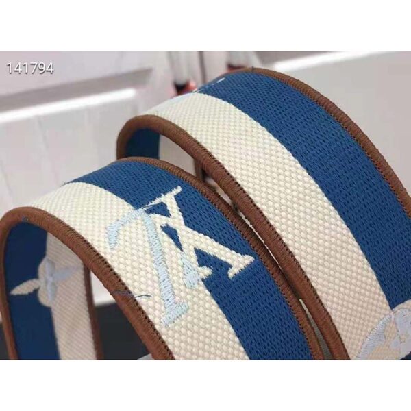 Louis Vuitton LV Women Twist MM Handbag Blue Embroidered Canvas Calf Leather (4)