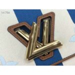 Louis Vuitton LV Women Twist MM Handbag Blue Embroidered Canvas Calf Leather - Imagen 6