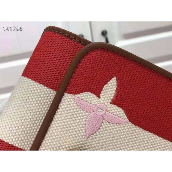 Louis Vuitton LV Women Twist PM Handbag Red Embroidered Canvas Calf Leather (5)