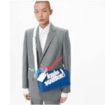 Louis Vuitton Unisex City Keepall Bag Blue Cowhide Leather Textile Lining - Image 11