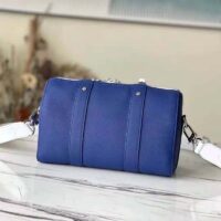 Louis Vuitton Unisex City Keepall Bag Blue Cowhide Leather Textile Lining