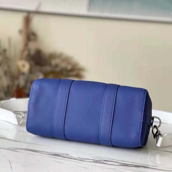 Louis Vuitton Unisex City Keepall Bag Blue Cowhide Leather Textile Lining (5)