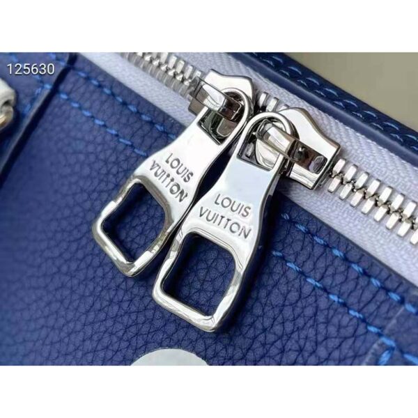 Louis Vuitton Unisex City Keepall Bag Blue Cowhide Leather Textile Lining (7)