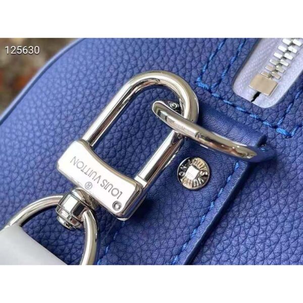 Louis Vuitton Unisex City Keepall Bag Blue Cowhide Leather Textile Lining (8)