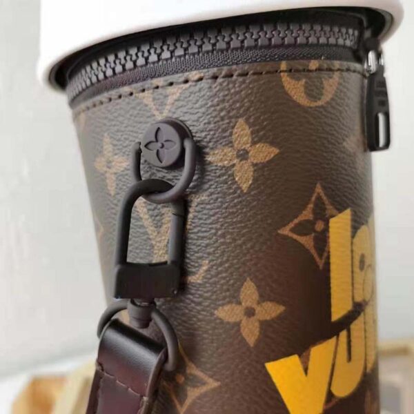 Louis Vuitton Unisex Coffee Cup Pouch Vintage Monogram Coated Canvas Cowhide Leather (7)
