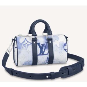 Louis Vuitton Unisex Keepall XS Monogram Watercolor Blue Coated Canvas Cowhide Leather