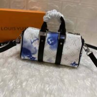 Louis Vuitton Unisex Keepall XS Monogram Watercolor Blue Coated Canvas Cowhide Leather