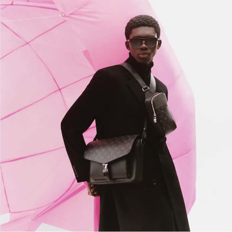 Louis Vuitton Unisex Outdoor Sling Bag Taigarama Noir Black Coated