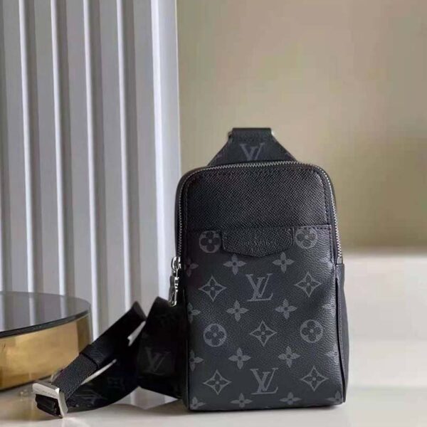 Louis Vuitton Unisex Outdoor Sling Bag Taigarama Noir Black Coated Canvas Cowhide Leather (2)