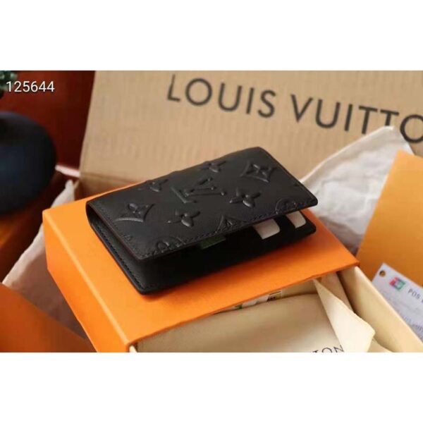 Louis Vuitton Unisex Pocket Organizer Slender Black Monogram Seal Cowhide Leather (10)