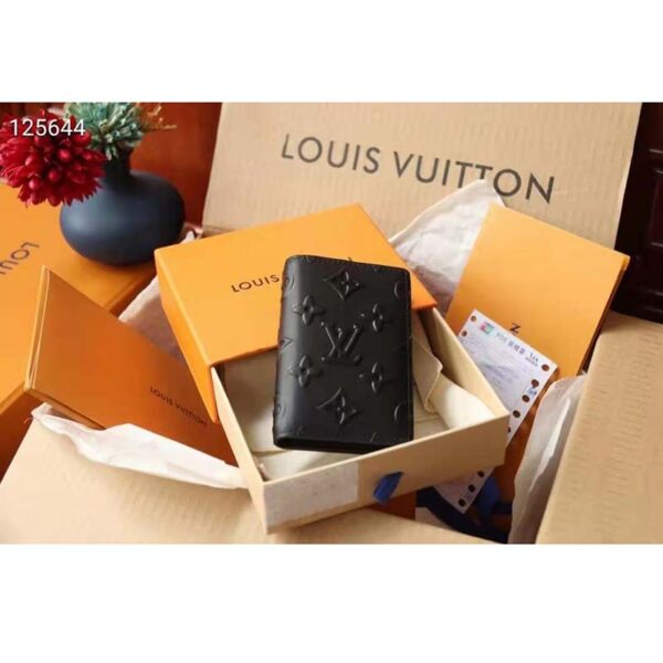 Louis Vuitton Unisex Pocket Organizer Slender Black Monogram Seal Cowhide Leather (3)
