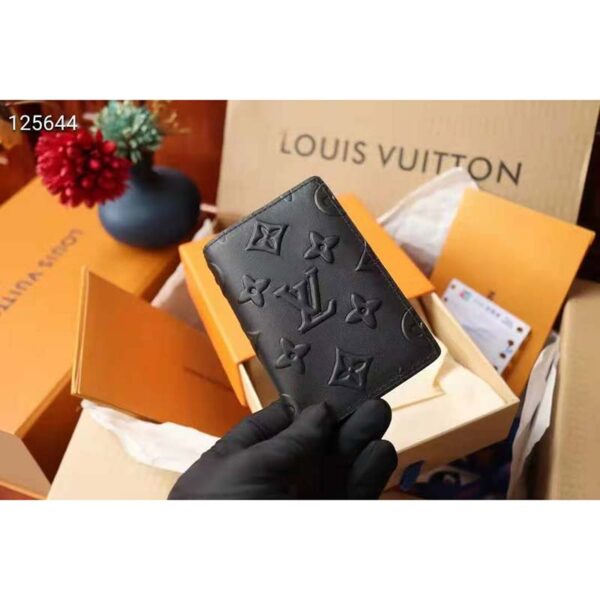 Louis Vuitton Unisex Pocket Organizer Slender Black Monogram Seal Cowhide Leather (4)