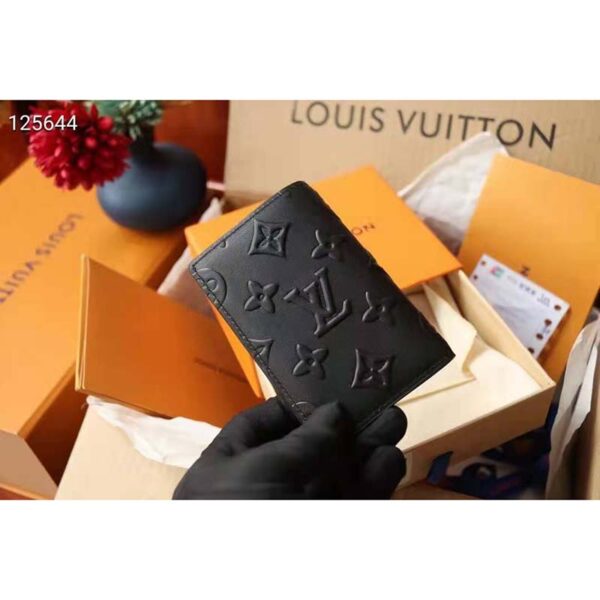 Louis Vuitton Unisex Pocket Organizer Slender Black Monogram Seal Cowhide Leather (5)