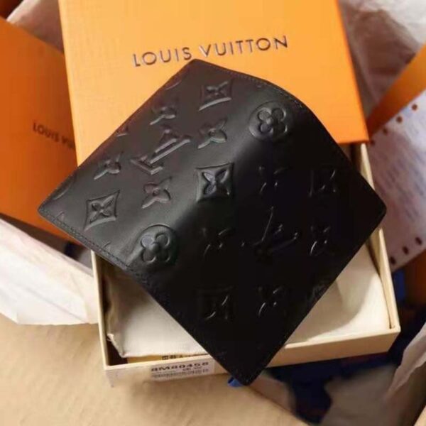 Louis Vuitton Unisex Pocket Organizer Slender Black Monogram Seal Cowhide Leather (8)