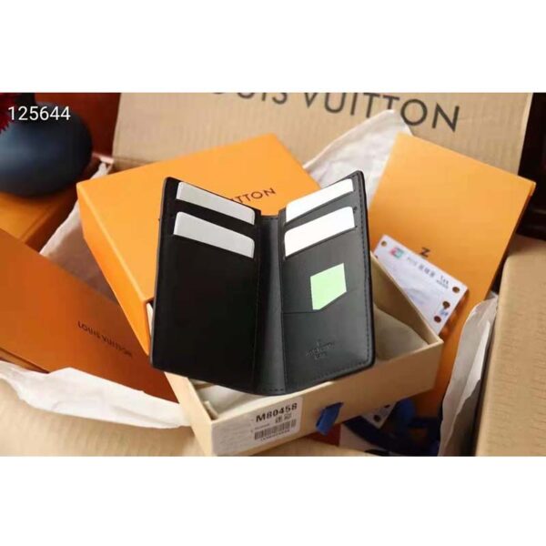Louis Vuitton Unisex Pocket Organizer Slender Black Monogram Seal Cowhide Leather (9)