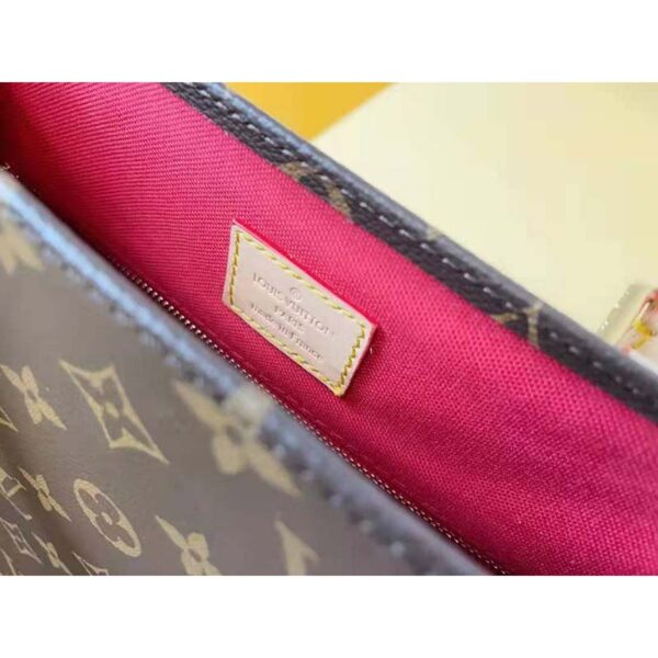 Louis Vuitton Unisex Sac Plat MM Handbag Monogram Coated Canvas Calfskin Leather (1)