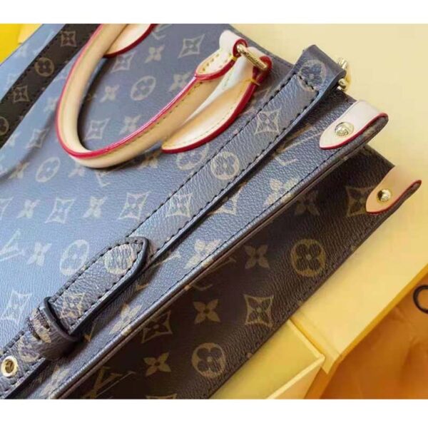 Louis Vuitton Unisex Sac Plat MM Handbag Monogram Coated Canvas Calfskin Leather (4)