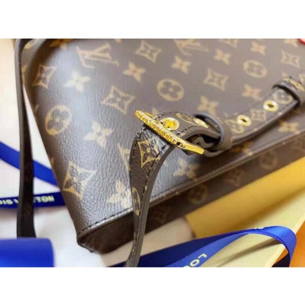 Louis Vuitton Unisex Sac Plat MM Handbag Monogram Coated Canvas Calfskin Leather (5)
