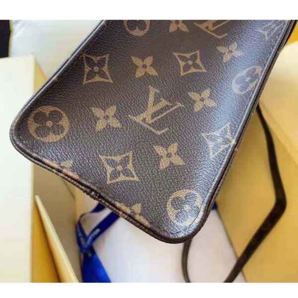 Louis Vuitton Unisex Sac Plat MM Handbag Monogram Coated Canvas Calfskin Leather (6)