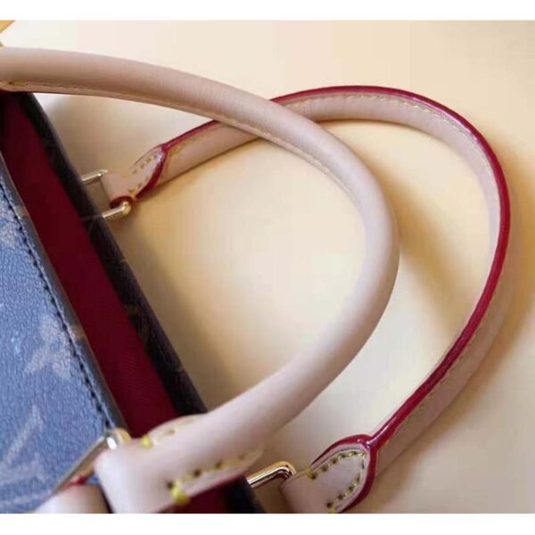 Louis Vuitton Unisex Sac Plat MM Handbag Monogram Coated Canvas Calfskin Leather (7)