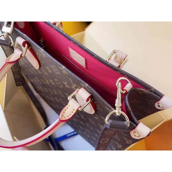 Louis Vuitton Unisex Sac Plat MM Handbag Monogram Coated Canvas Calfskin Leather (9)